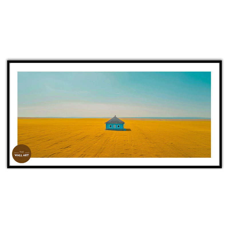 BLUE HOUSE ON YELLOW FIELD I