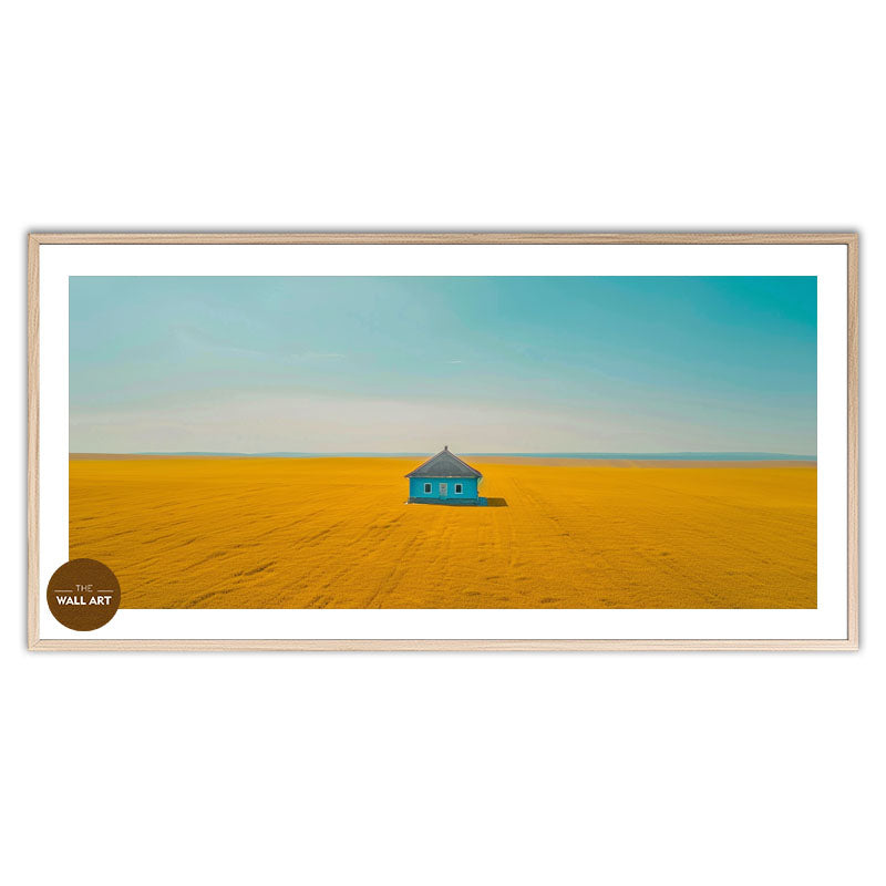 BLUE HOUSE ON YELLOW FIELD I