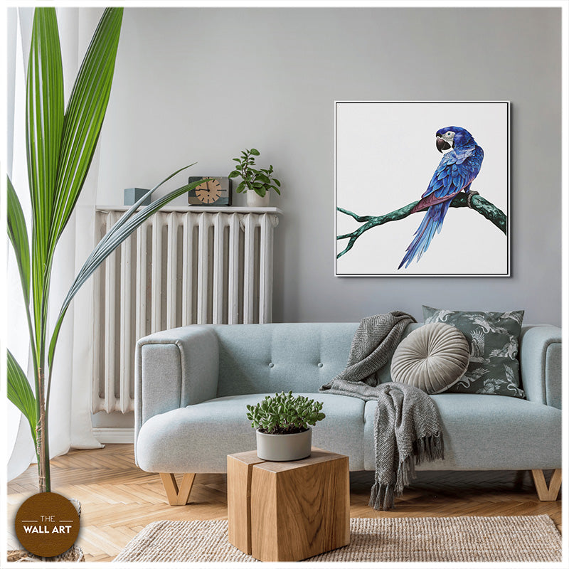 BLUE PARROT ON BRANCH