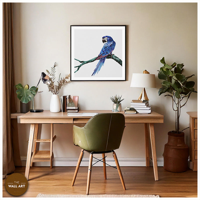 BLUE PARROT ON BRANCH