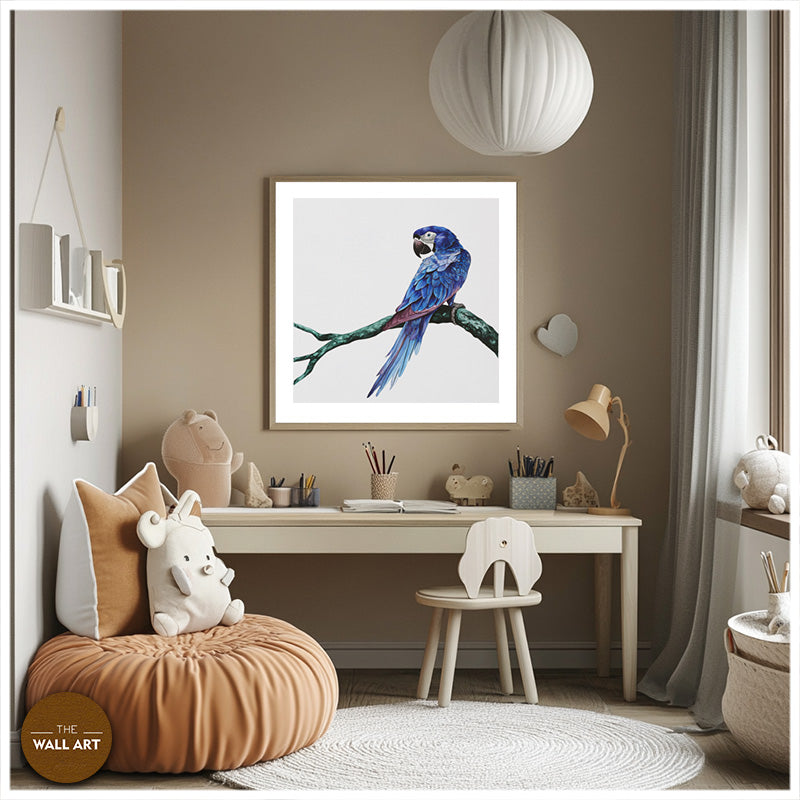 BLUE PARROT ON BRANCH