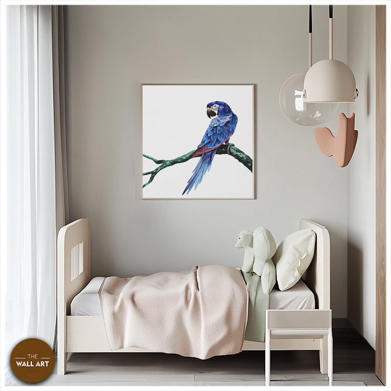 BLUE PARROT ON BRANCH