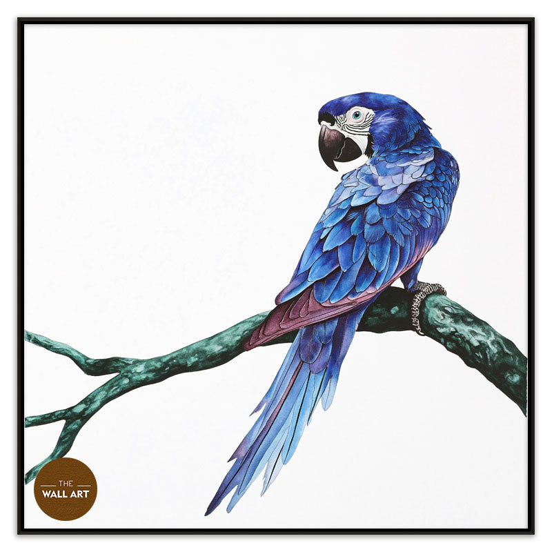 BLUE PARROT ON BRANCH