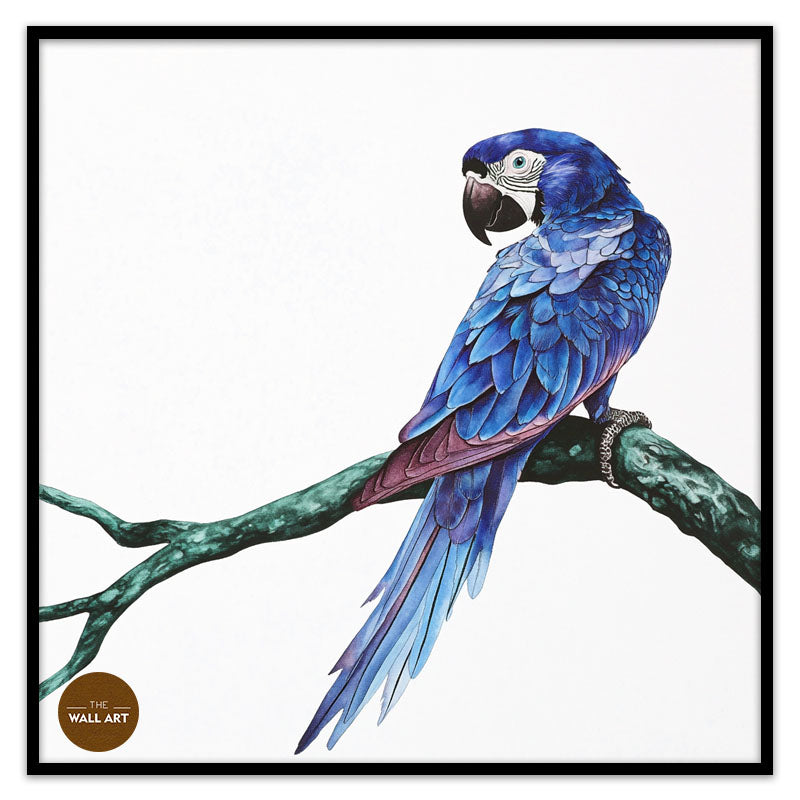 BLUE PARROT ON BRANCH
