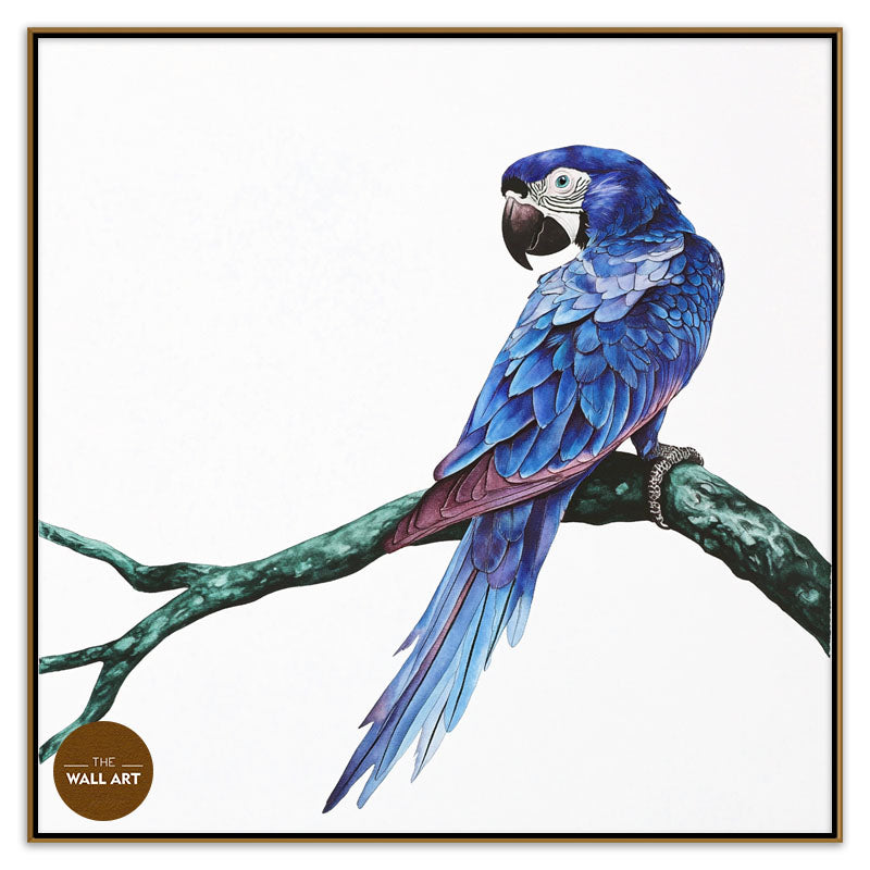 BLUE PARROT ON BRANCH