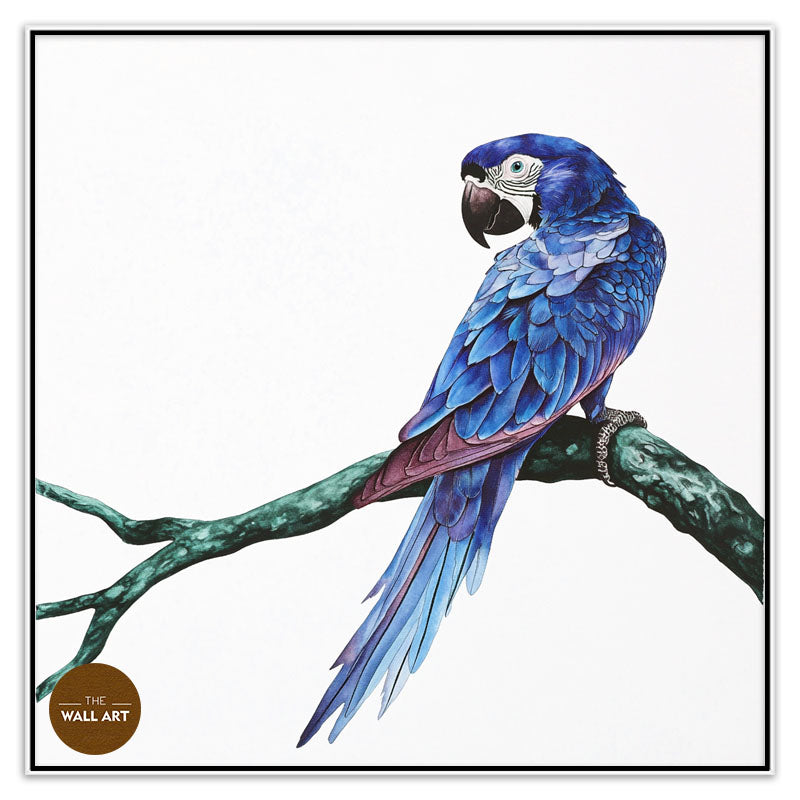 BLUE PARROT ON BRANCH
