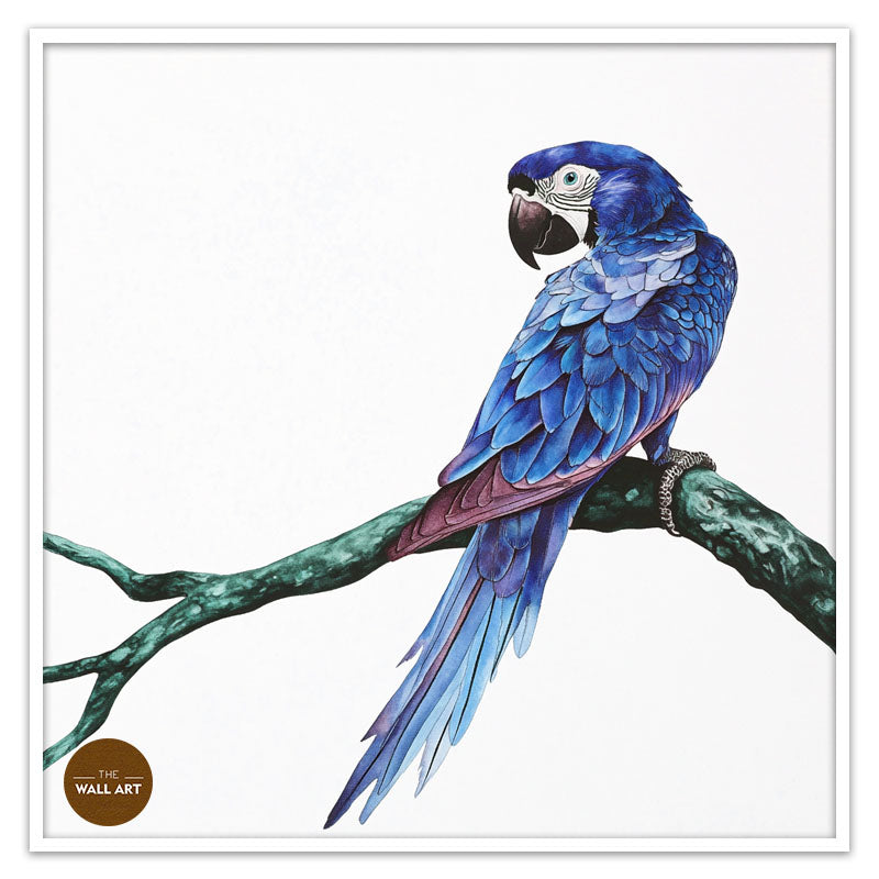 BLUE PARROT ON BRANCH
