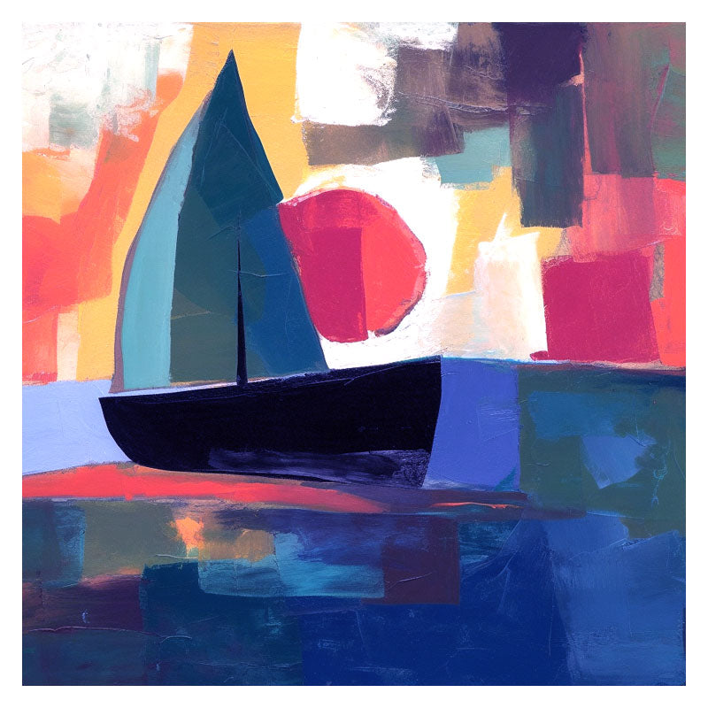 BOAT AND RED SUN
