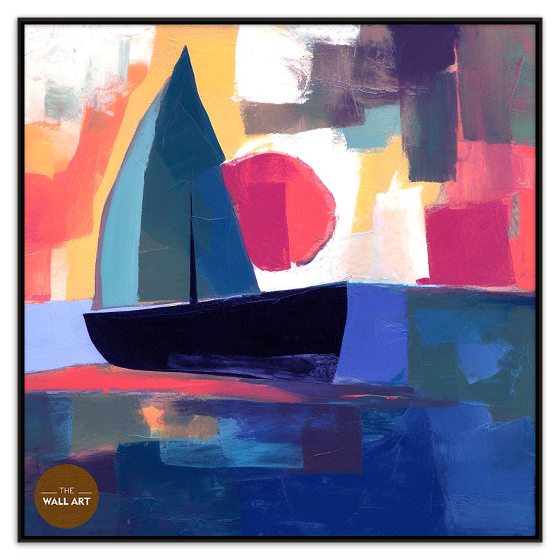 BOAT AND RED SUN