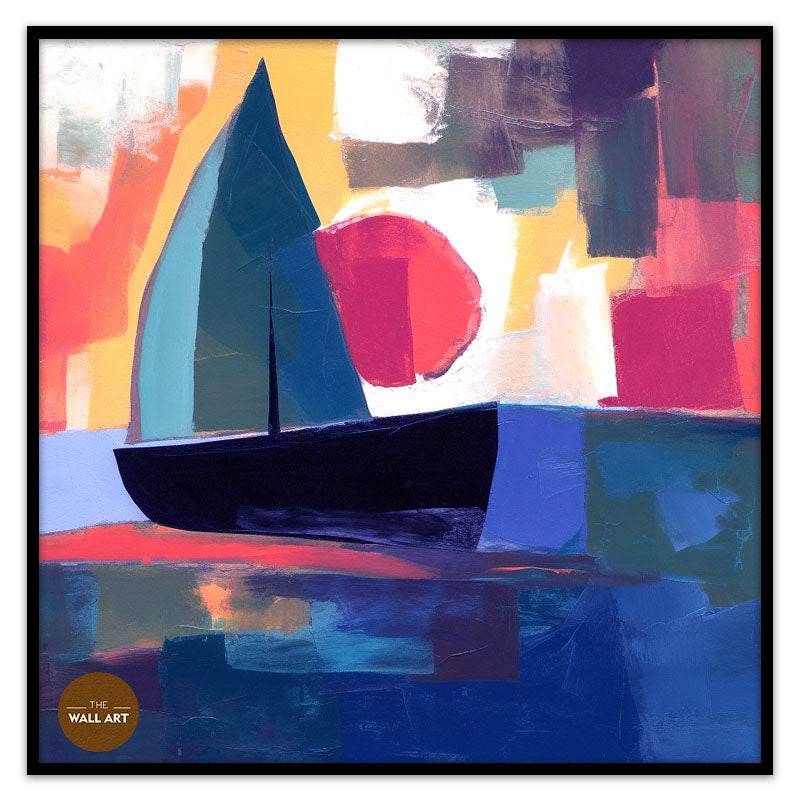 BOAT AND RED SUN