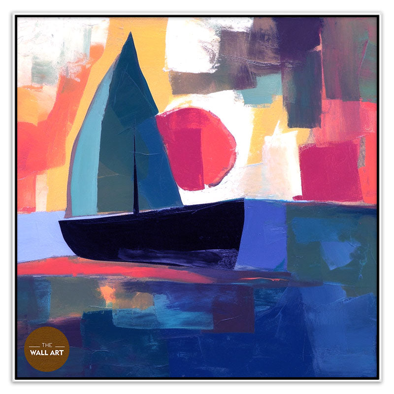 BOAT AND RED SUN