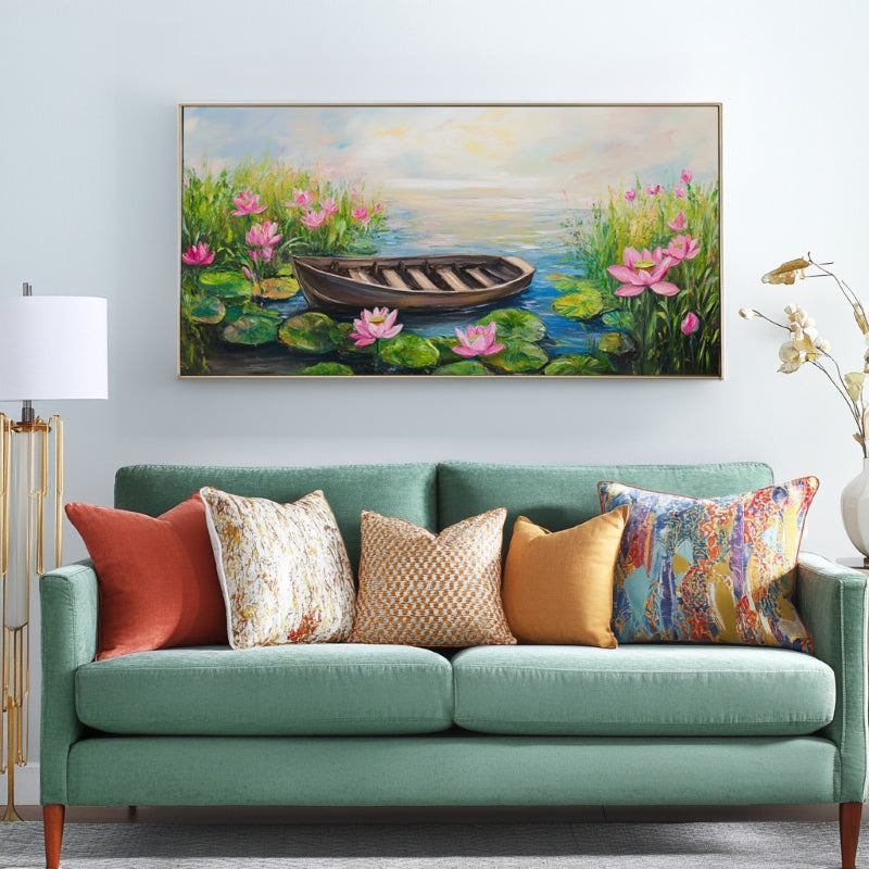 BOAT IN THE LOTUS POND