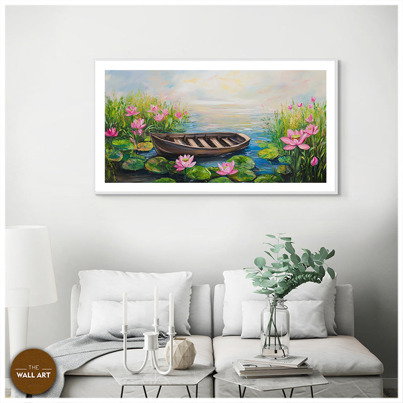 BOAT IN THE LOTUS POND