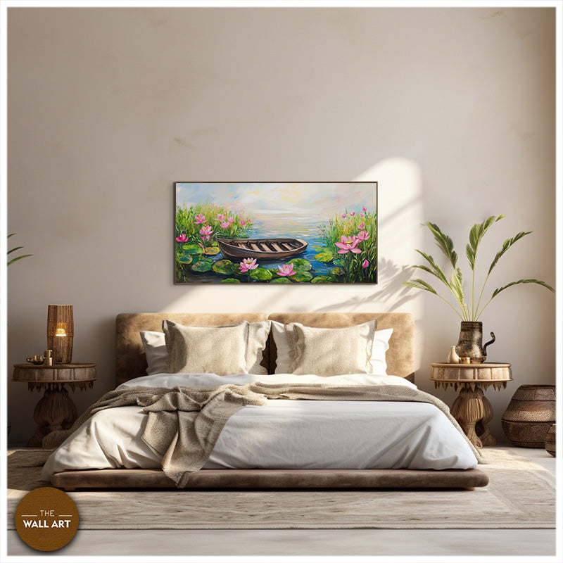 BOAT IN THE LOTUS POND