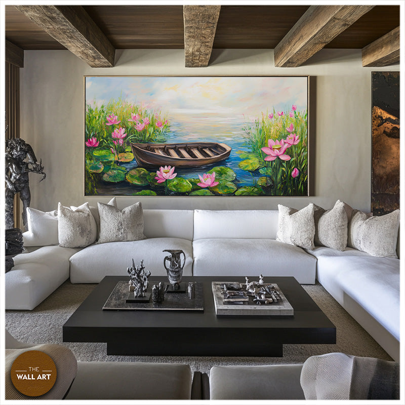 BOAT IN THE LOTUS POND