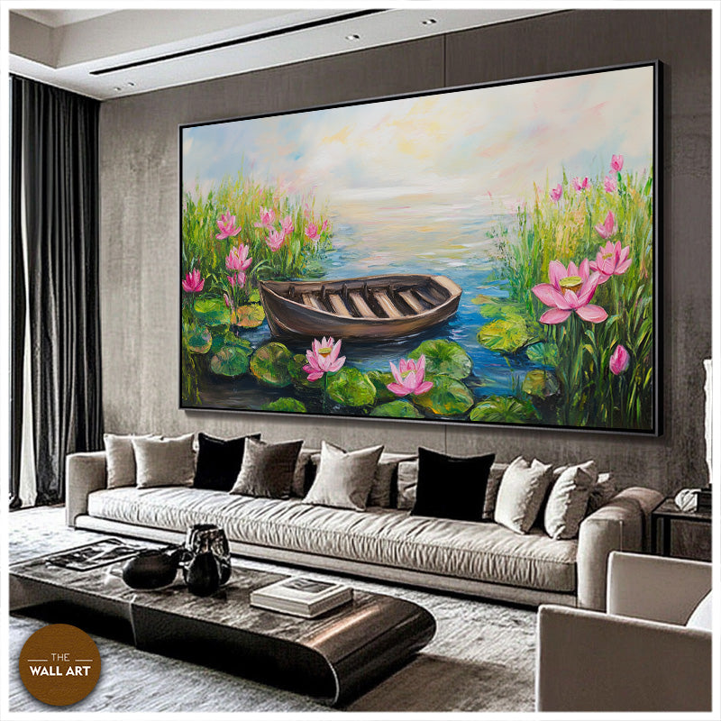 BOAT IN THE LOTUS POND