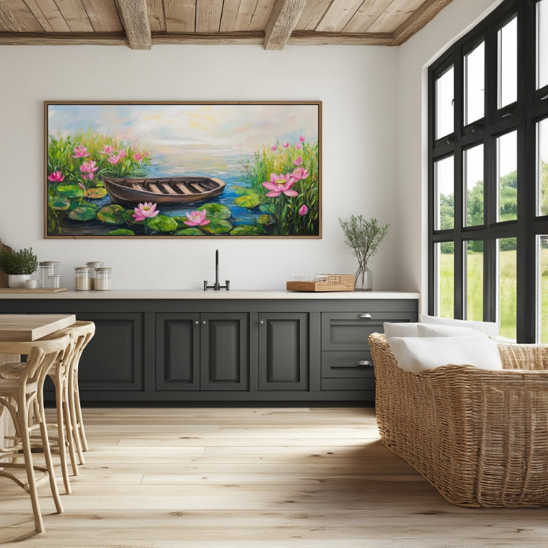 BOAT IN THE LOTUS POND