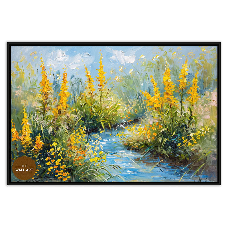 CREEK THROUGH YELLOW FLOWERS
