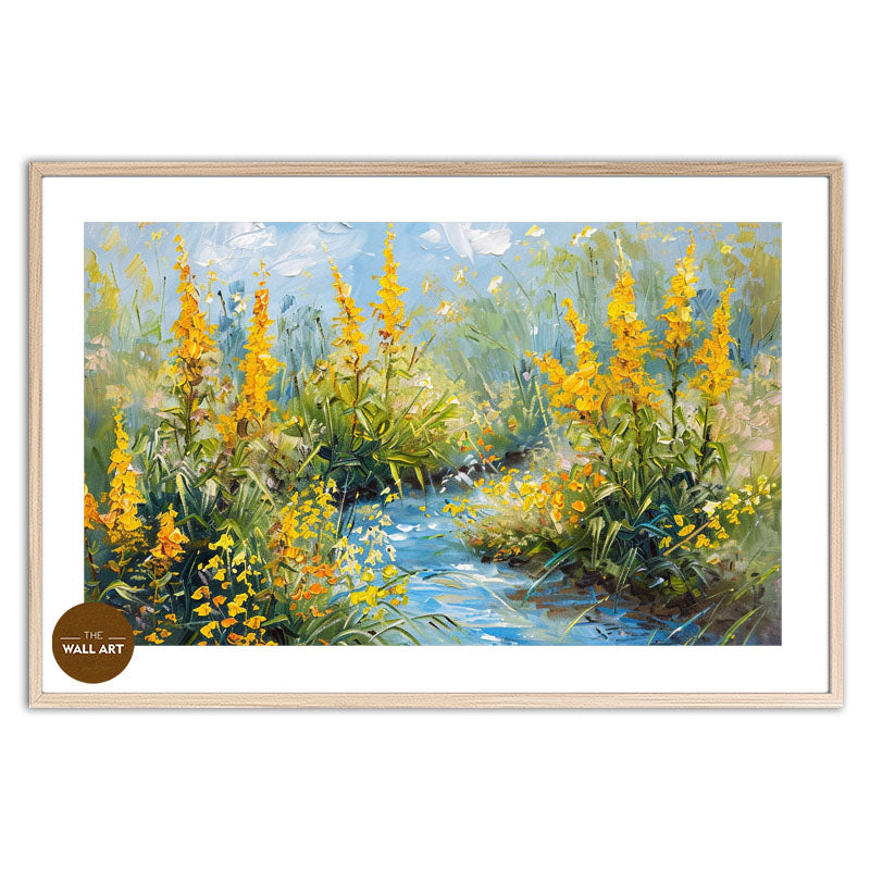 CREEK THROUGH YELLOW FLOWERS