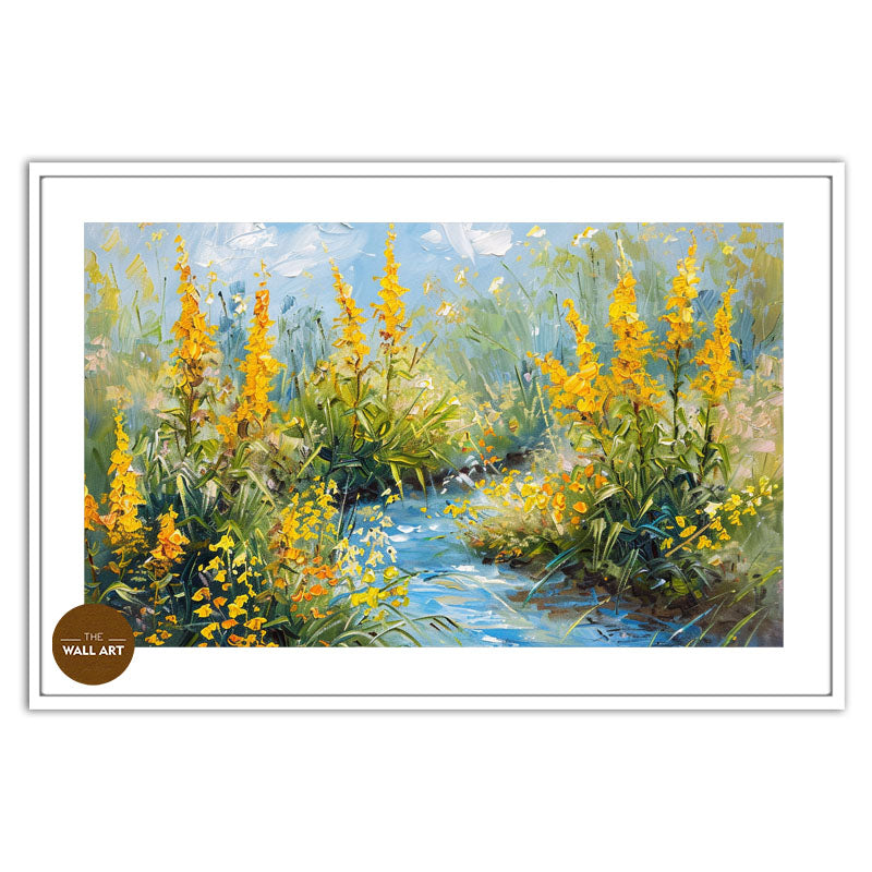 CREEK THROUGH YELLOW FLOWERS