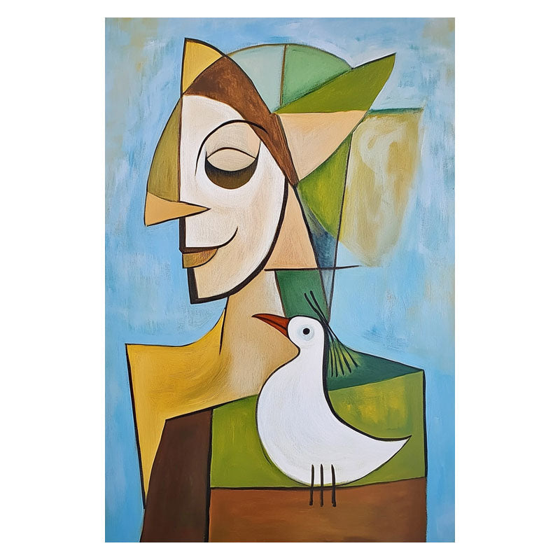 CUBISM OF LADY AND BIRD