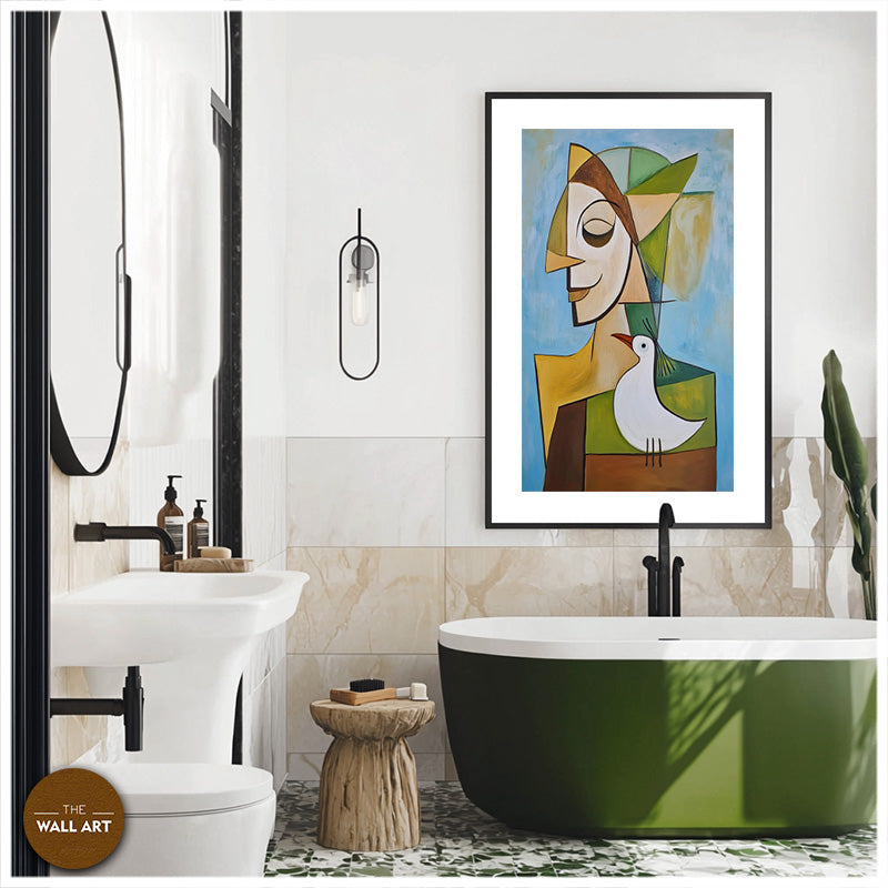CUBISM OF LADY AND BIRD