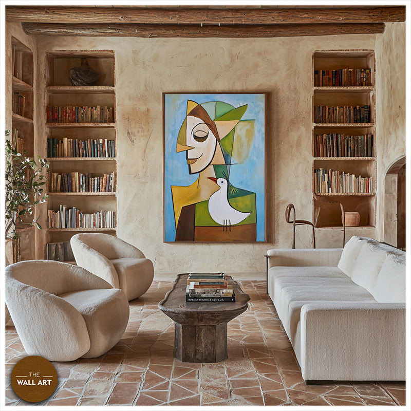 CUBISM OF LADY AND BIRD