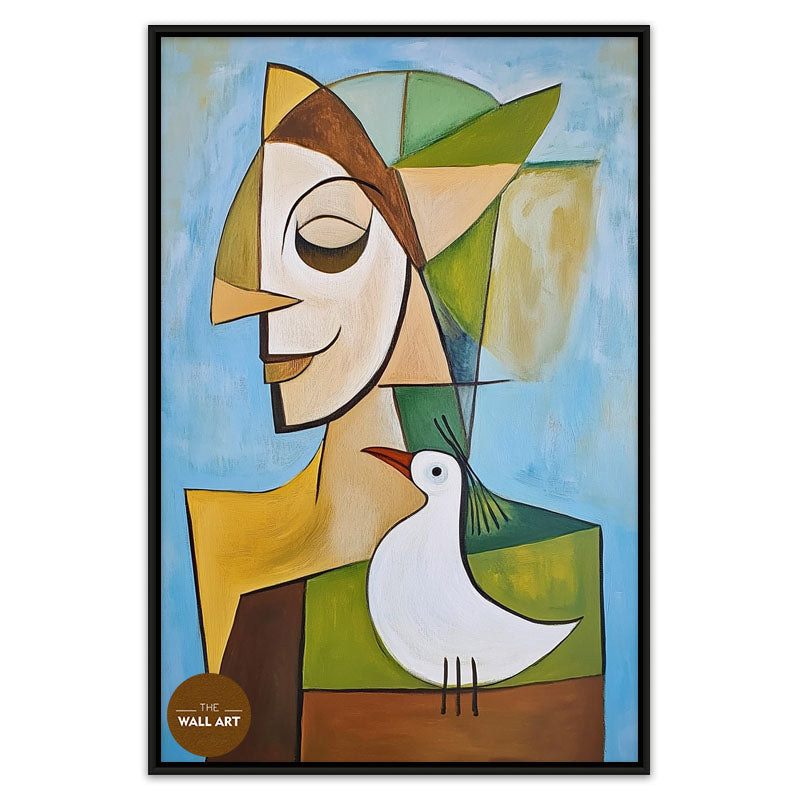 CUBISM OF LADY AND BIRD