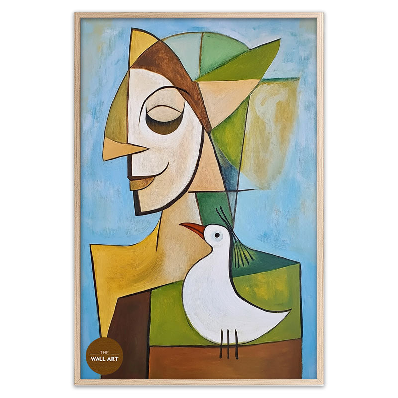 CUBISM OF LADY AND BIRD