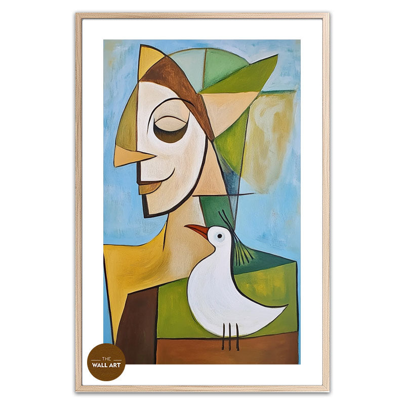 CUBISM OF LADY AND BIRD