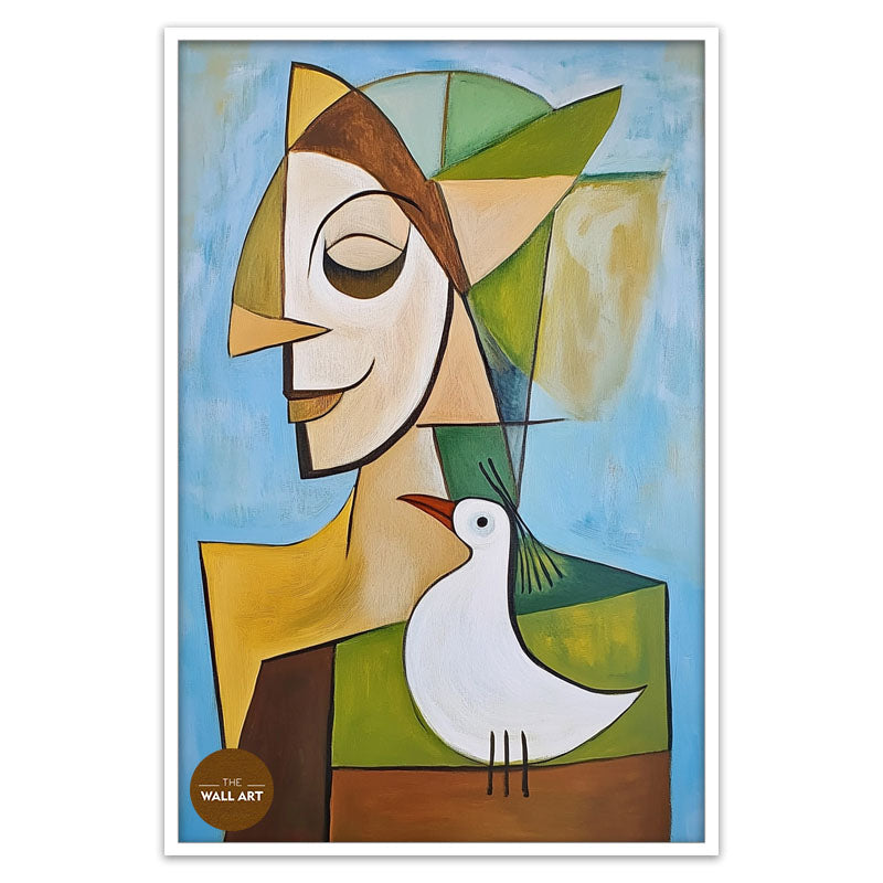 CUBISM OF LADY AND BIRD