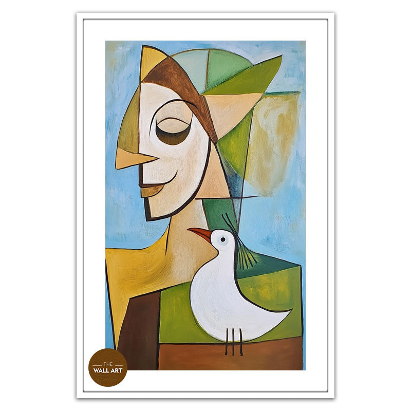 CUBISM OF LADY AND BIRD