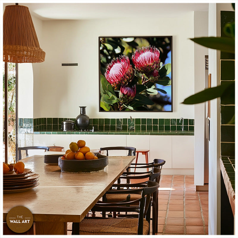 DEEP RED PROTEA FLOWERS