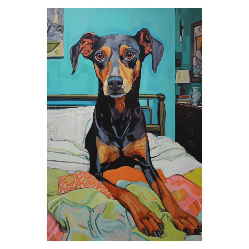 DOG ON BED