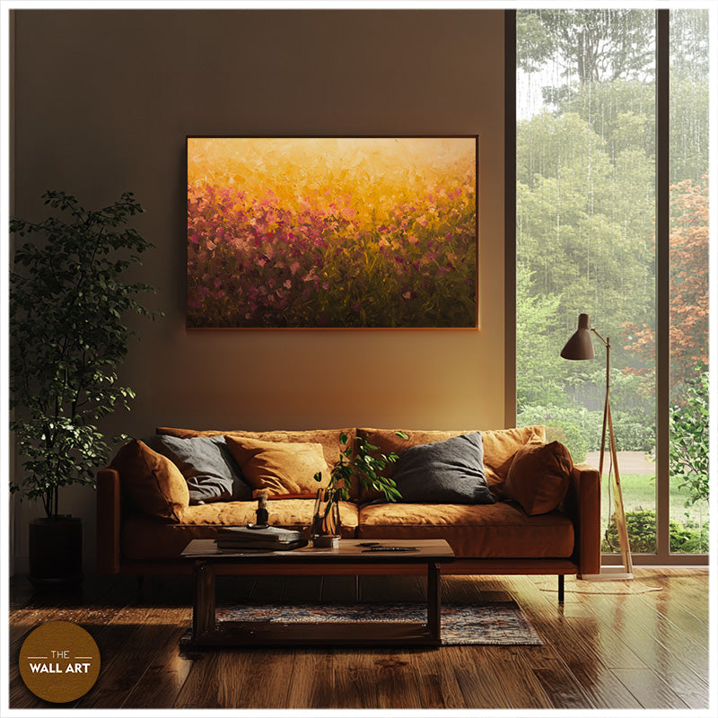 FLOWER FIELD IN SUNSET