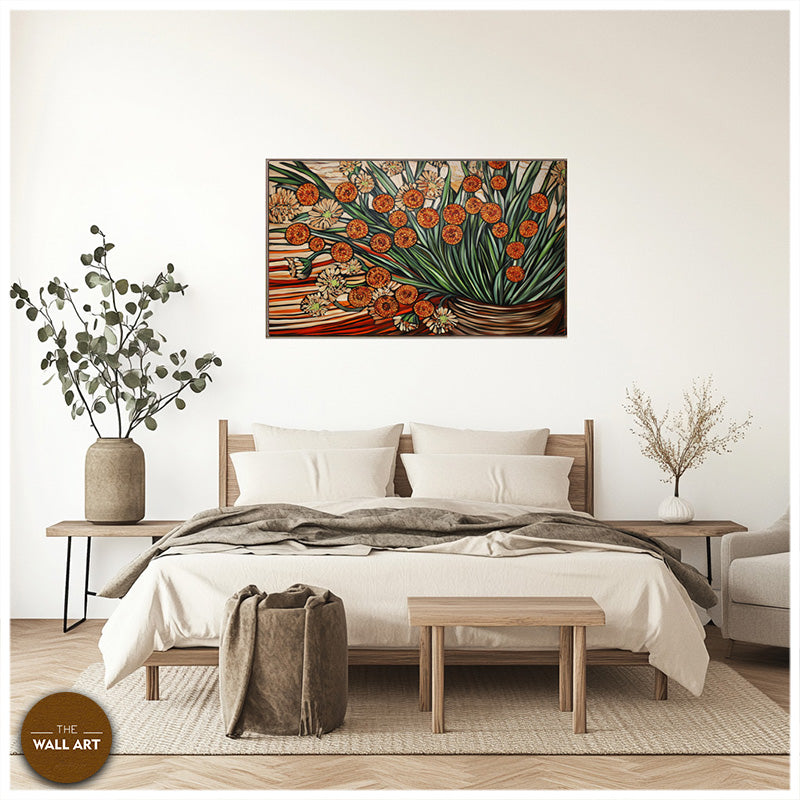 FLOWERS VASE IN ORANGE SHADE I
