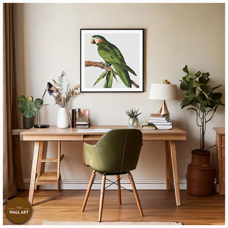 GREEN PARROT ON BRANCH