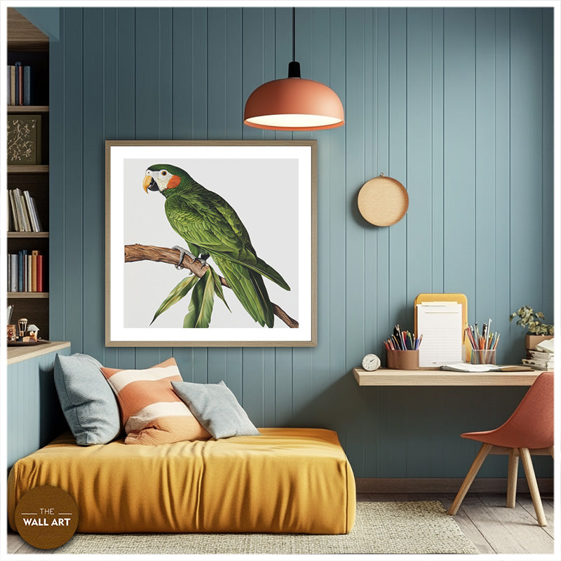 GREEN PARROT ON BRANCH