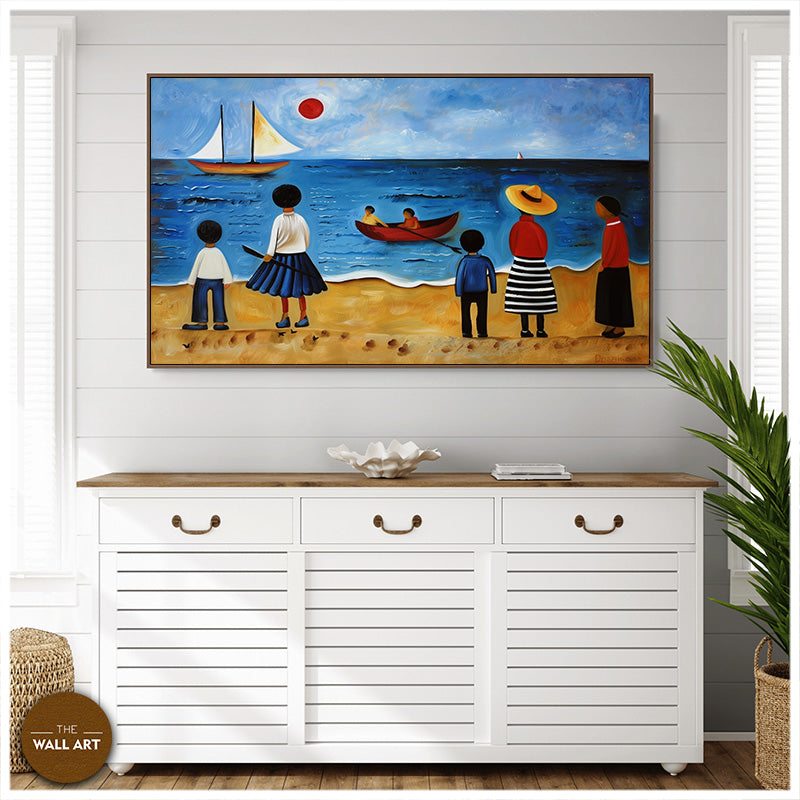 KIDS ON VIBRANT BEACH I