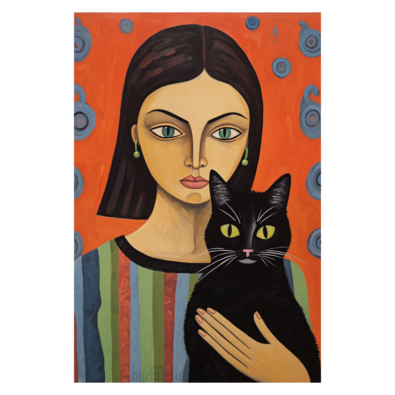 LADY AND BLACK CAT I