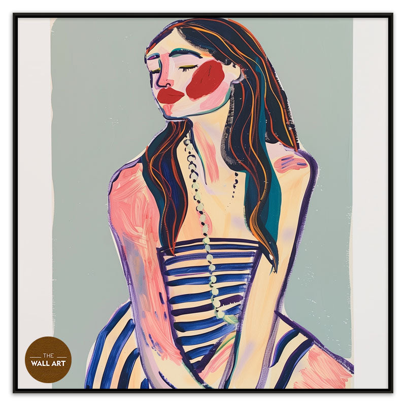 LADY IN STRIPED DRESS