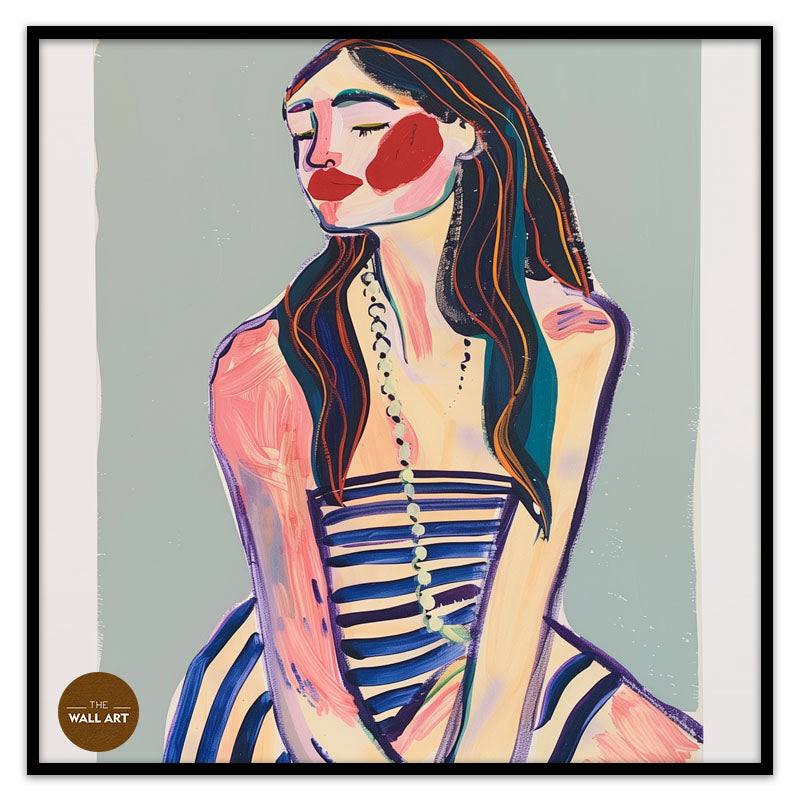 LADY IN STRIPED DRESS