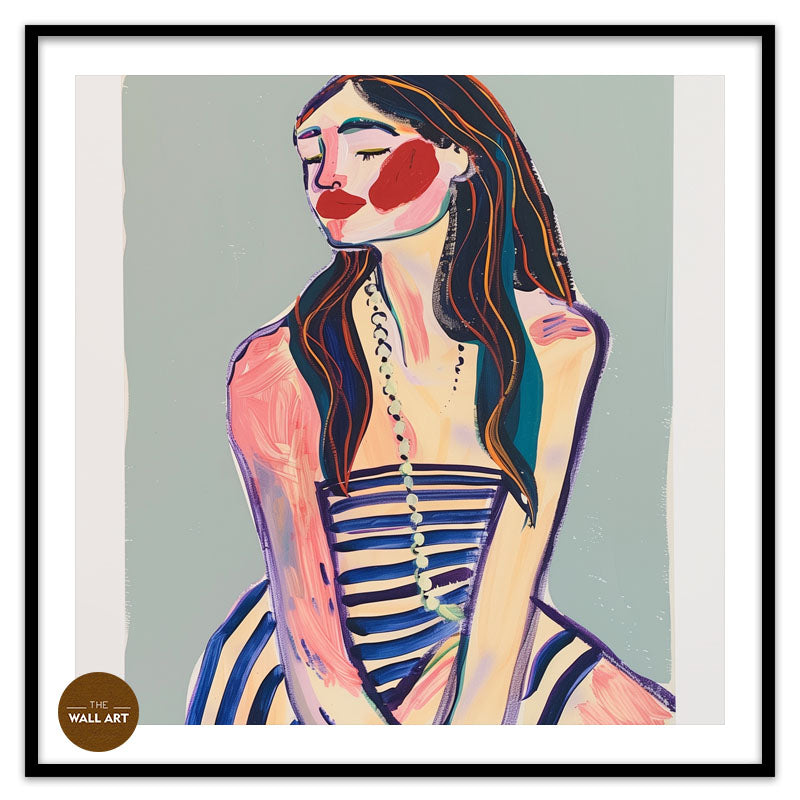LADY IN STRIPED DRESS