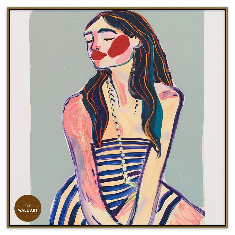 LADY IN STRIPED DRESS