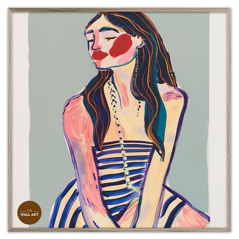 LADY IN STRIPED DRESS