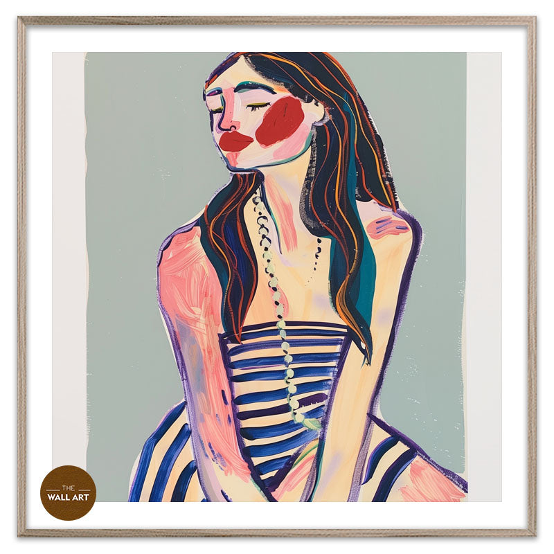LADY IN STRIPED DRESS