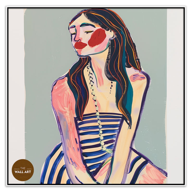 LADY IN STRIPED DRESS
