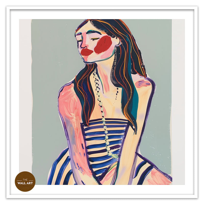 LADY IN STRIPED DRESS