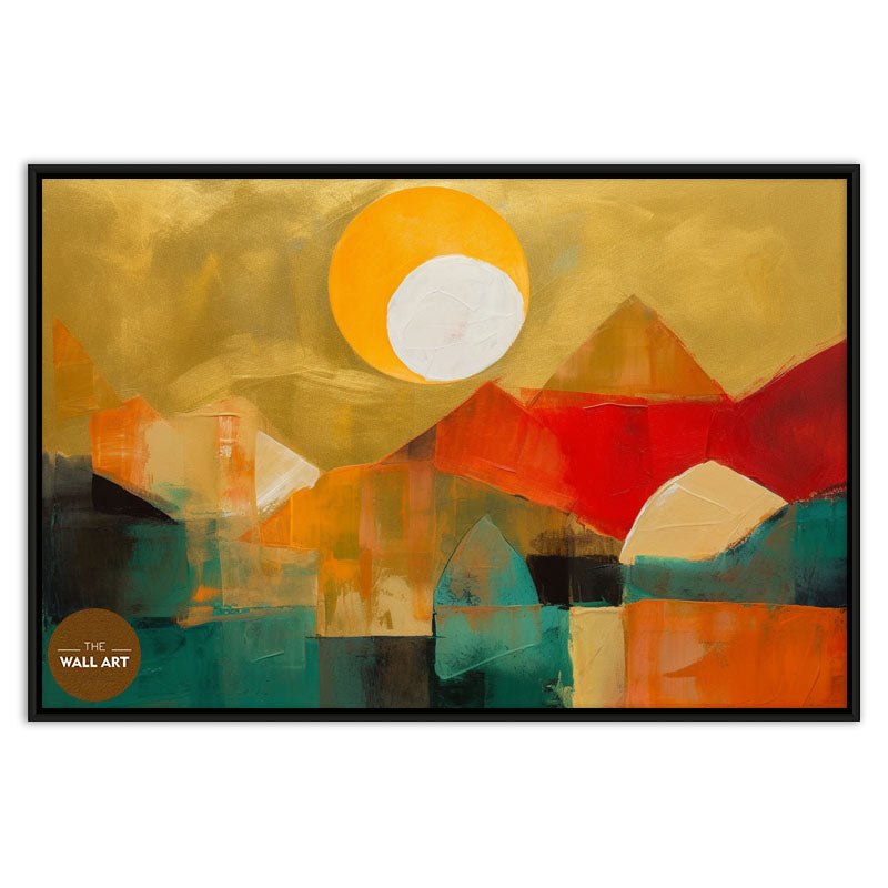 MOUNTAIN RANGE IN GOLDEN SKY