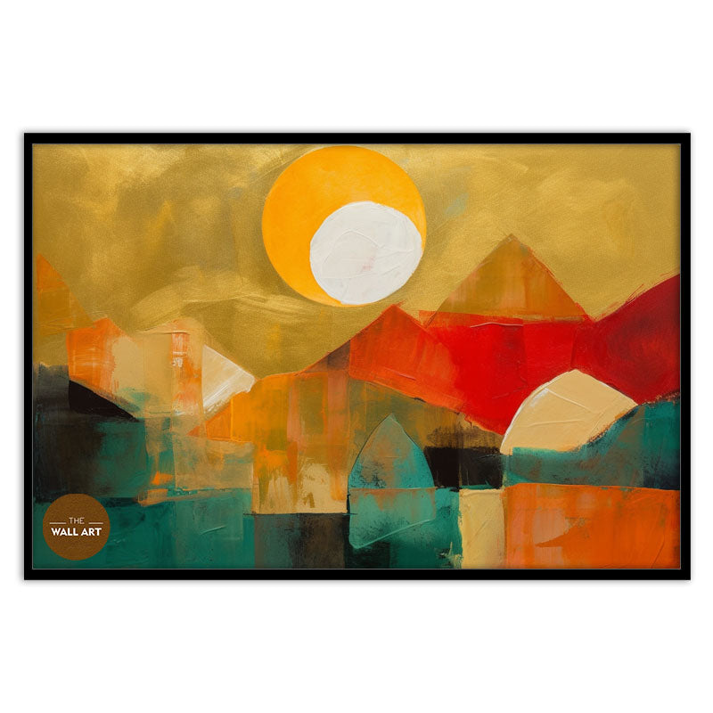 MOUNTAIN RANGE IN GOLDEN SKY